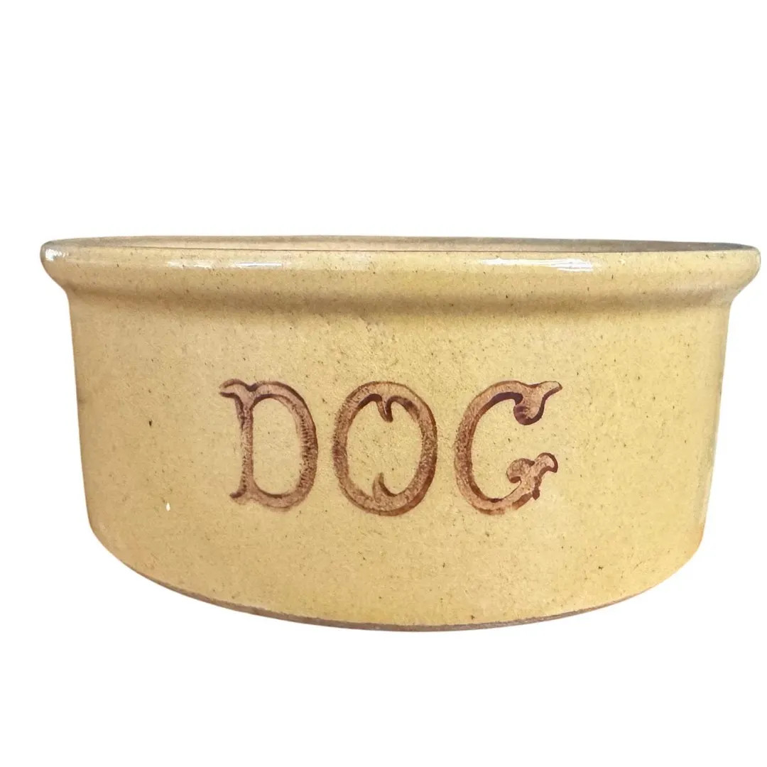 Vintage Small DOG Food Feeder Bowl Crock Pottery Dish Tan RRP? Unstamped - Etsy | Etsy (US)