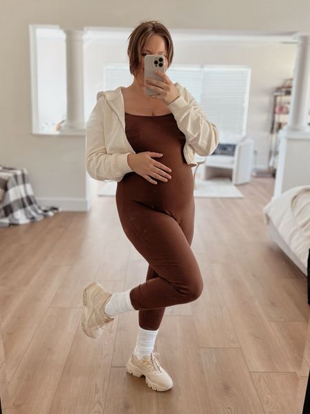 Bodysuits for the win during pregnancy! This bodysuit is less than $20! Perfect maternity outfit. 

#LTKunder50 #LTKbump #LTKU
