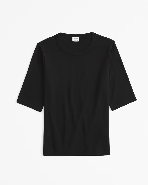 Half-Sleeve Vintage Rib Crew Top | Abercrombie & Fitch (US)