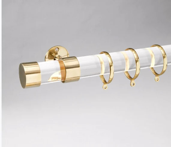 Curtain Rod - Lucite  (polished brass, satin brass or nickel) Custom Curtain Rod - Lucite Drapery... | Etsy (US)
