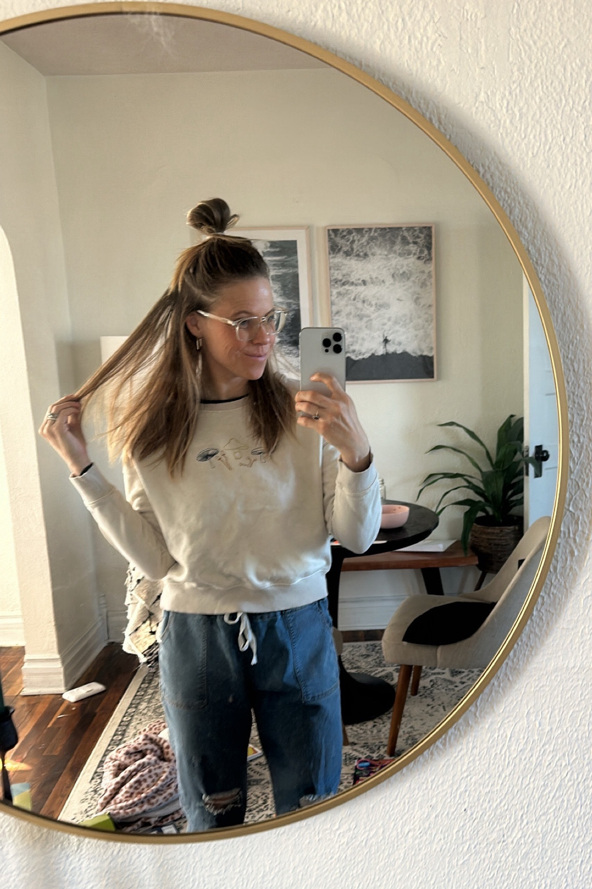 Got out of my pajamas for the 5th day in a row! Chose a comfy 100% organic cotton mushroom sweatshirt and jogger jeans! Linking both for you here. 

#LTKSpringSale #LTKSeasonal #LTKstyletip