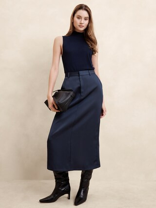 Satin Column Maxi Skirt | Banana Republic Factory