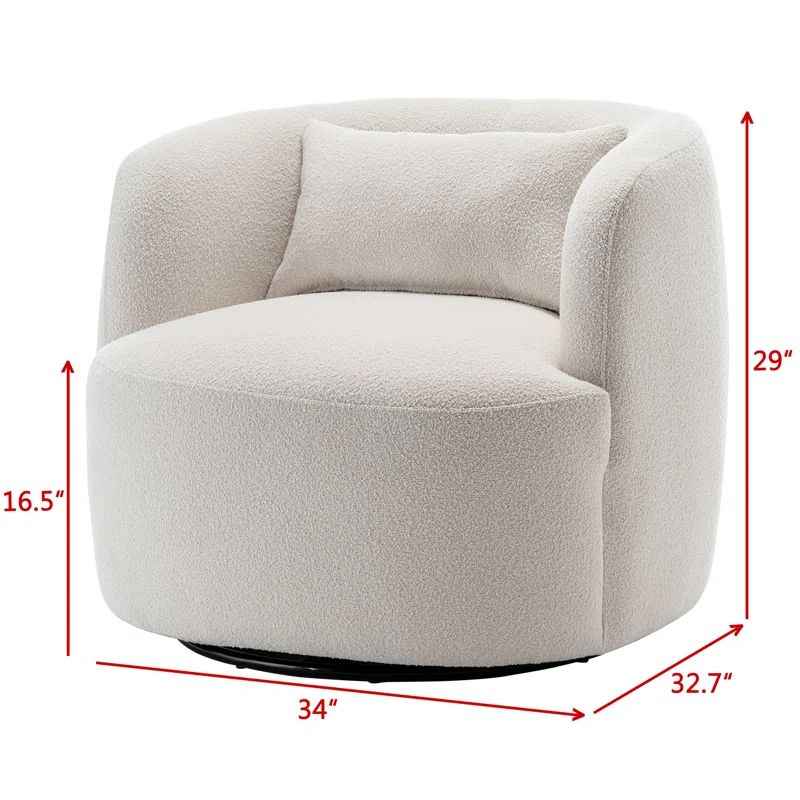 Arijit 34" Wide Boucle Upholstered Swivel Armchair | Wayfair North America