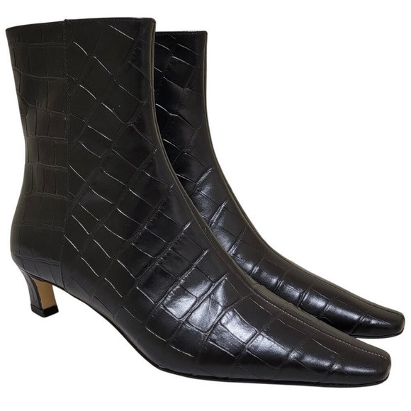 Michael Kors Black Croc-Pattern Ankle Booties | Poshmark
