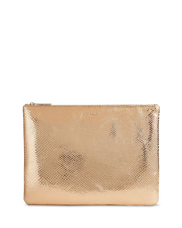 Large Snake Detail Metallic Leather Pouch | Bloomingdale's (US)