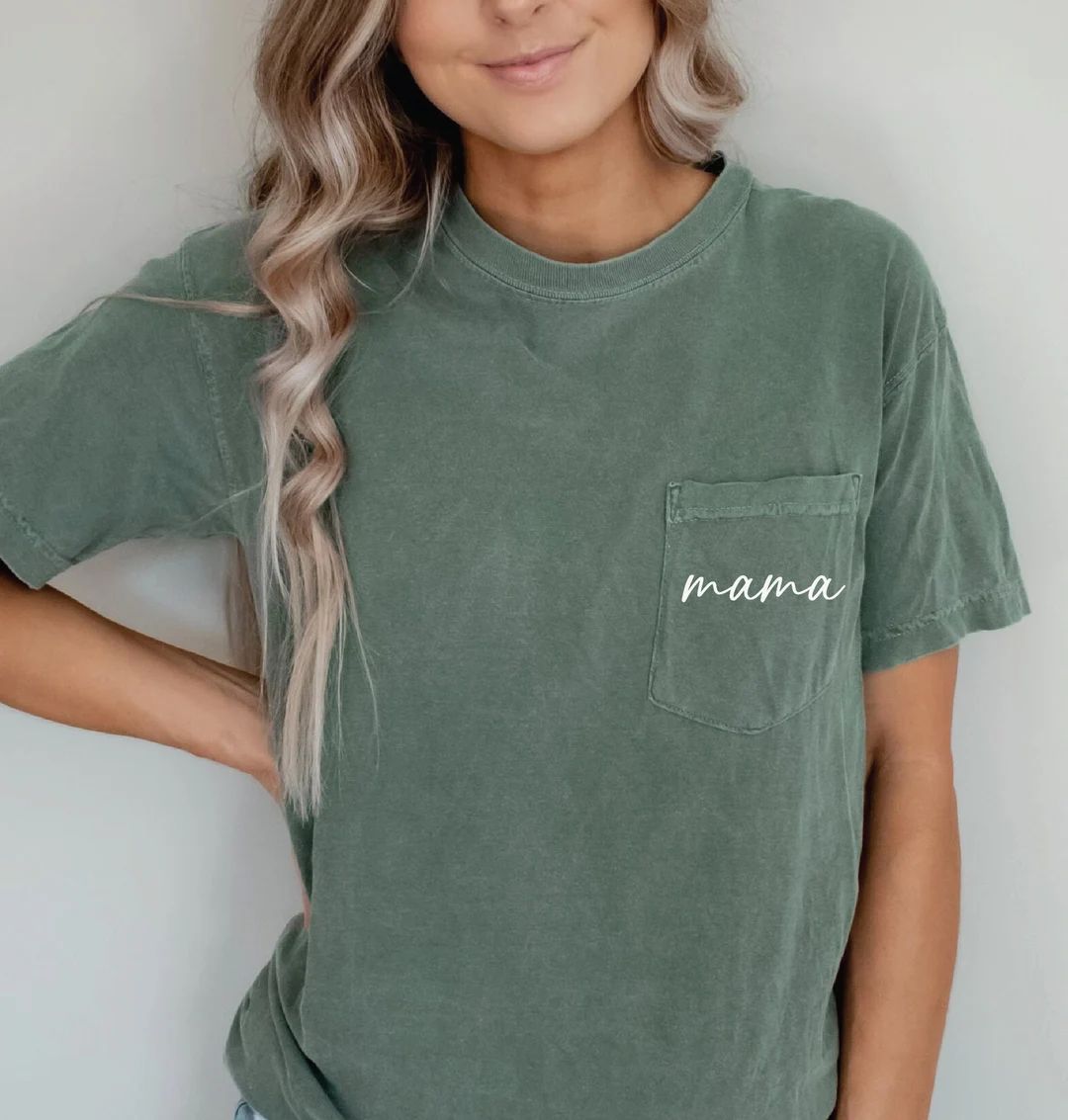 Mama Shirt, Comfort Colors Mama Shirt, Pocket Mama Shirt, Pregnancy Reveal Shirt, Mama Shirt, Mot... | Etsy (US)