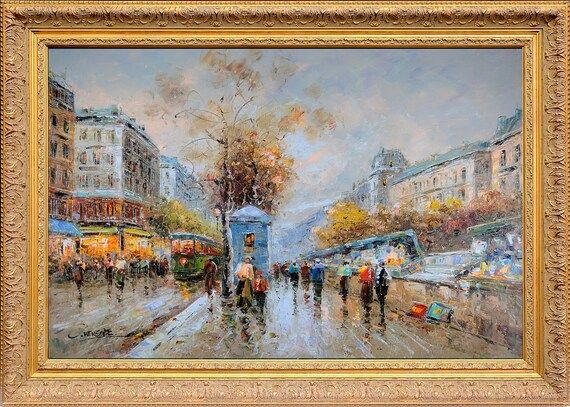 Framed Texture Oil Painting On Canvas Rainy Paris City View | Etsy | Etsy (US)