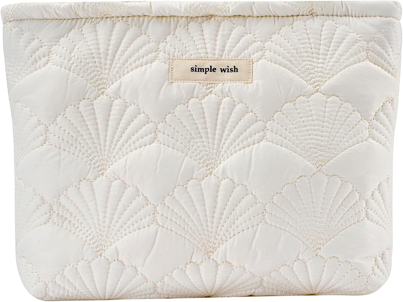 uekeboag White Quilted Cotton Makeup Pouch,Coquette Quilted Toiletry Bag for Women and Girls, Flo... | Amazon (US)