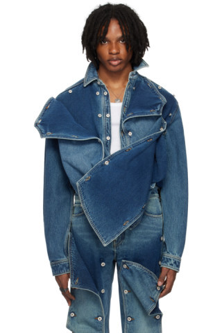 Blue Snap Off Denim Shirt | SSENSE