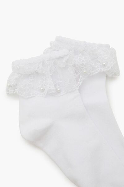 Lace Faux Pearl Crew Socks | Forever 21