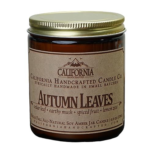 California Handcrafted Autumn Leaves Scented Amber Jar Soy Candle | Amazon (US)