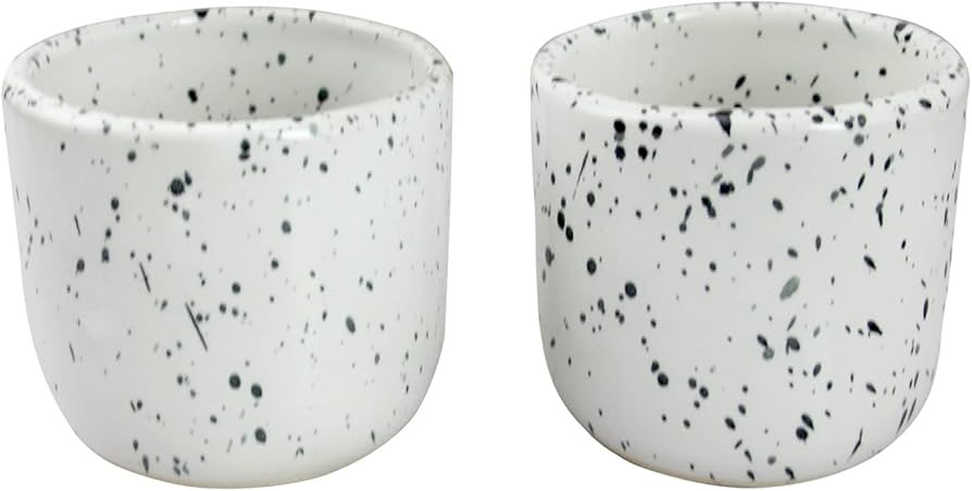 Amazon.com: roro Handcrafted Ceramic Sipper Cups Set of 2-8 oz | White Glossy with Dark Speckles ... | Amazon (US)