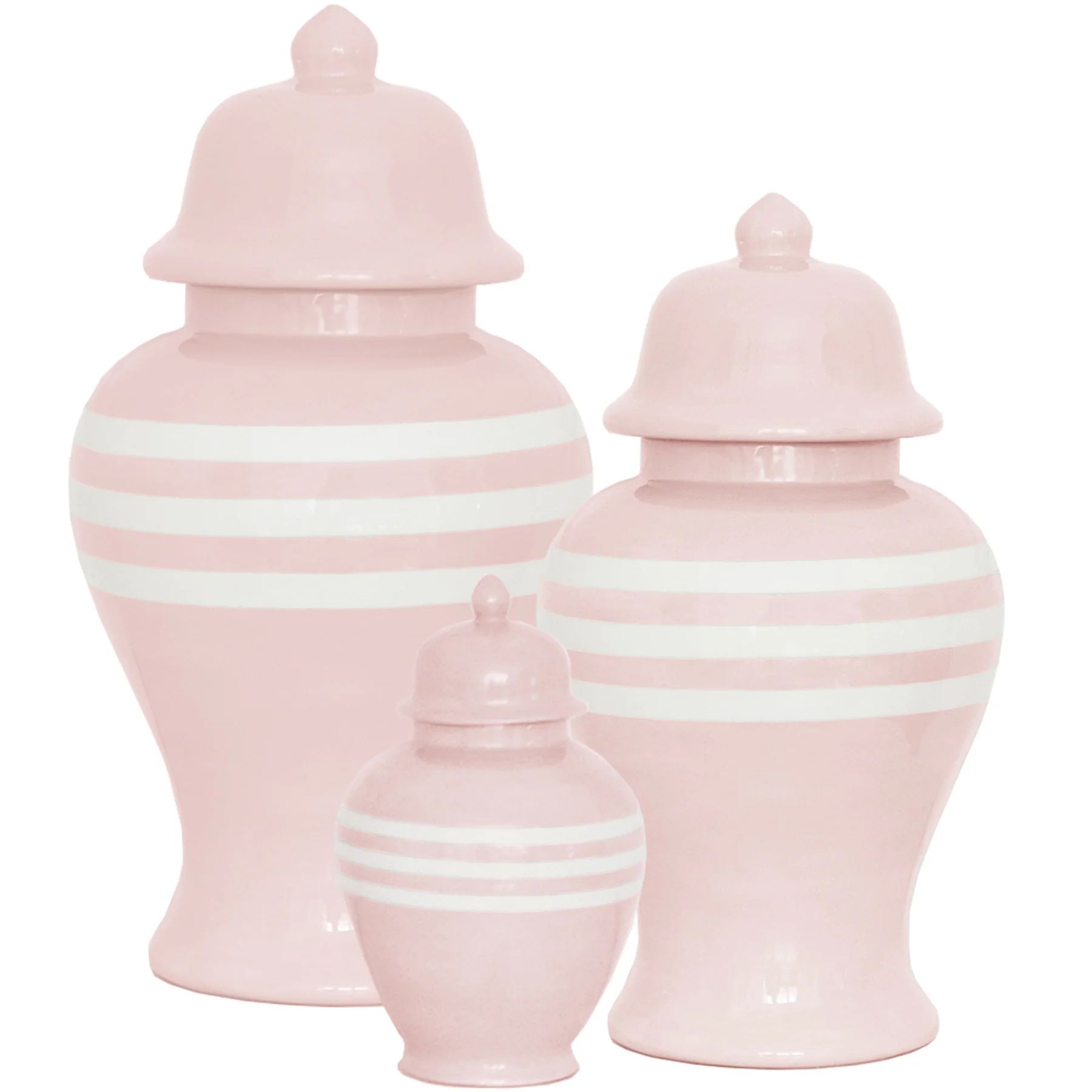 Cherry Blossom Pink Striped Ginger Jars | Lo Home by Lauren Haskell Designs