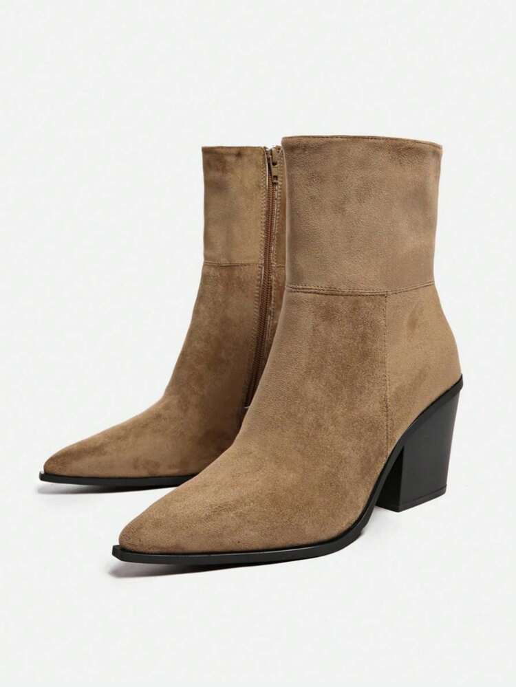 Women's Pointed Toe Chunky High Heel Ankle Boots, New Arrival For Autumn | SHEIN