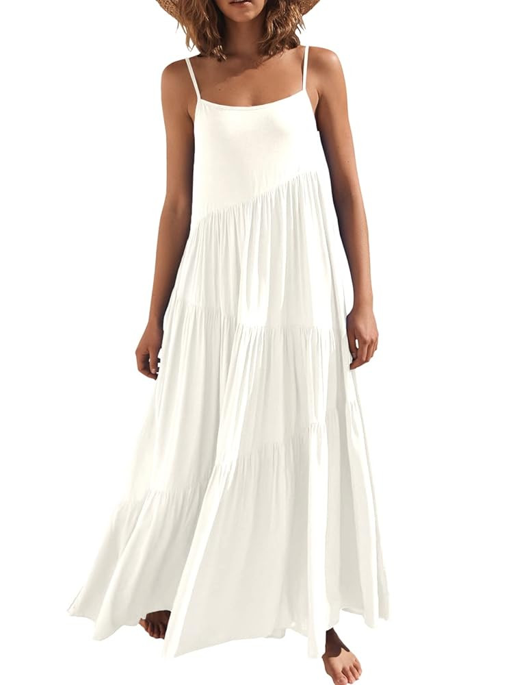 ANRABESS Women Summer Casual Loose Sleeveless Sundress Spaghetti Strap Flowy Boho Linen Beach Vac... | Amazon (US)