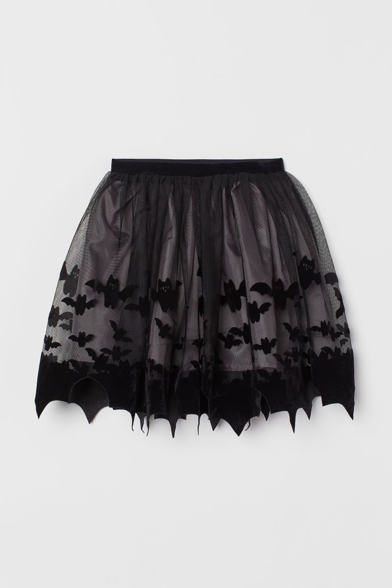 H & M - Patterned Tulle Skirt - Black | H&M (US + CA)