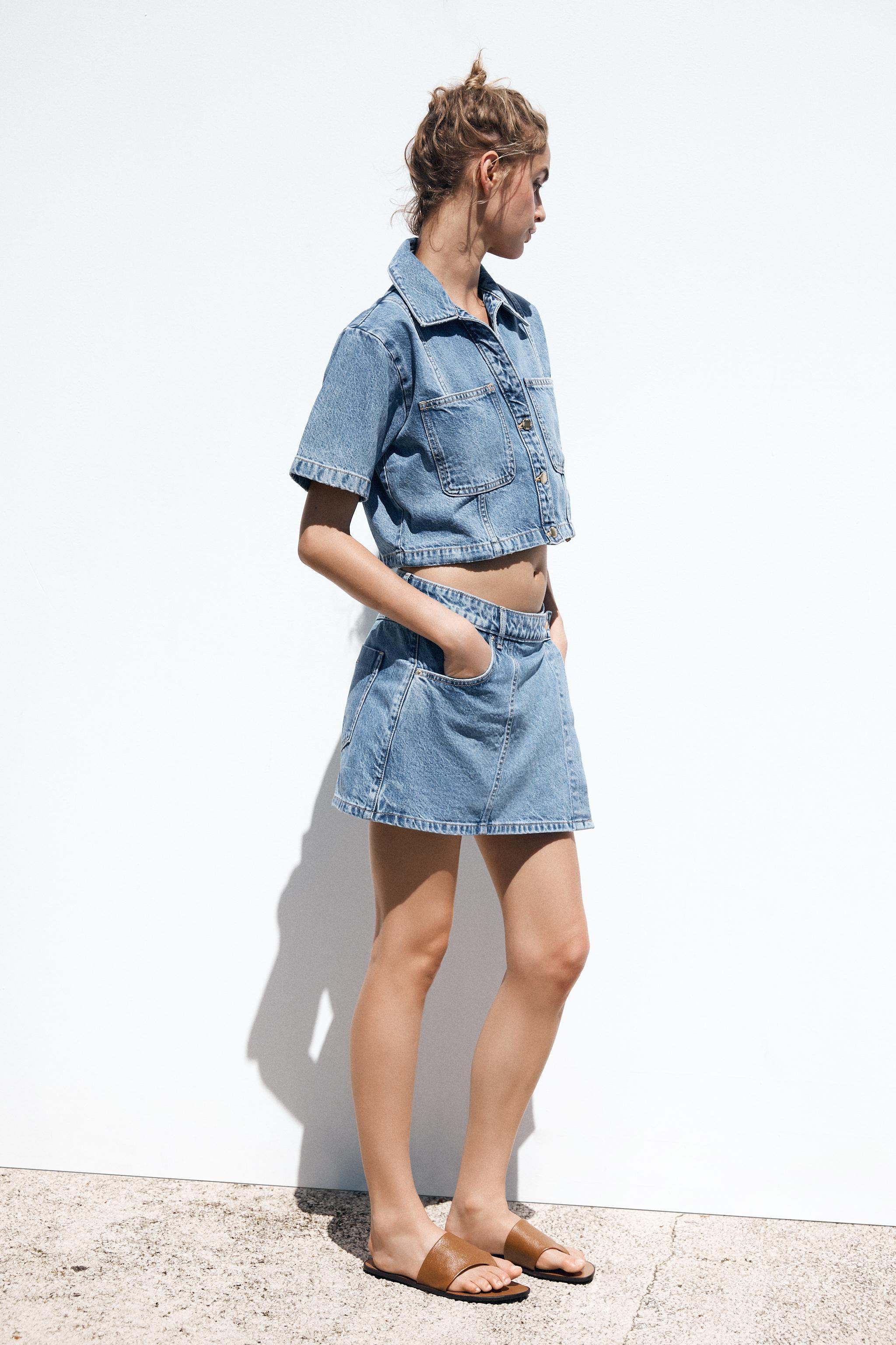 Z1975 CROPPED DENIM SHIRT | Zara US