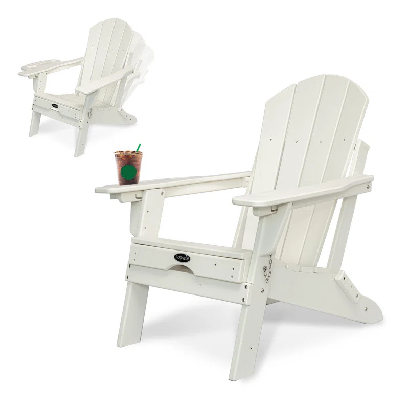 HDPE Folding Adirondack Chair With Cup Holder | Wayfair North America