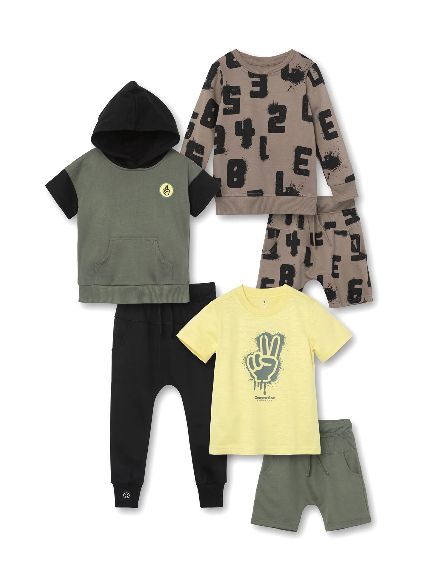 Little Star Organic Toddler Boy 6Pc Outfit Set, Size 12M-5T | Walmart (US)