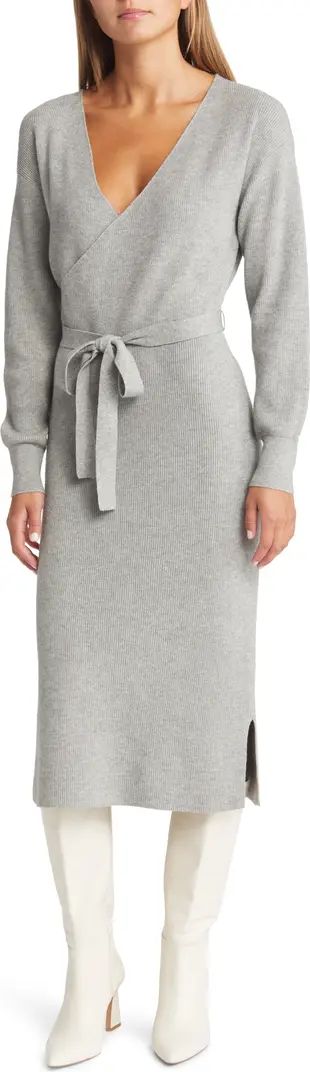 Long Sleeve Faux Wrap Sweater Dress | Nordstrom