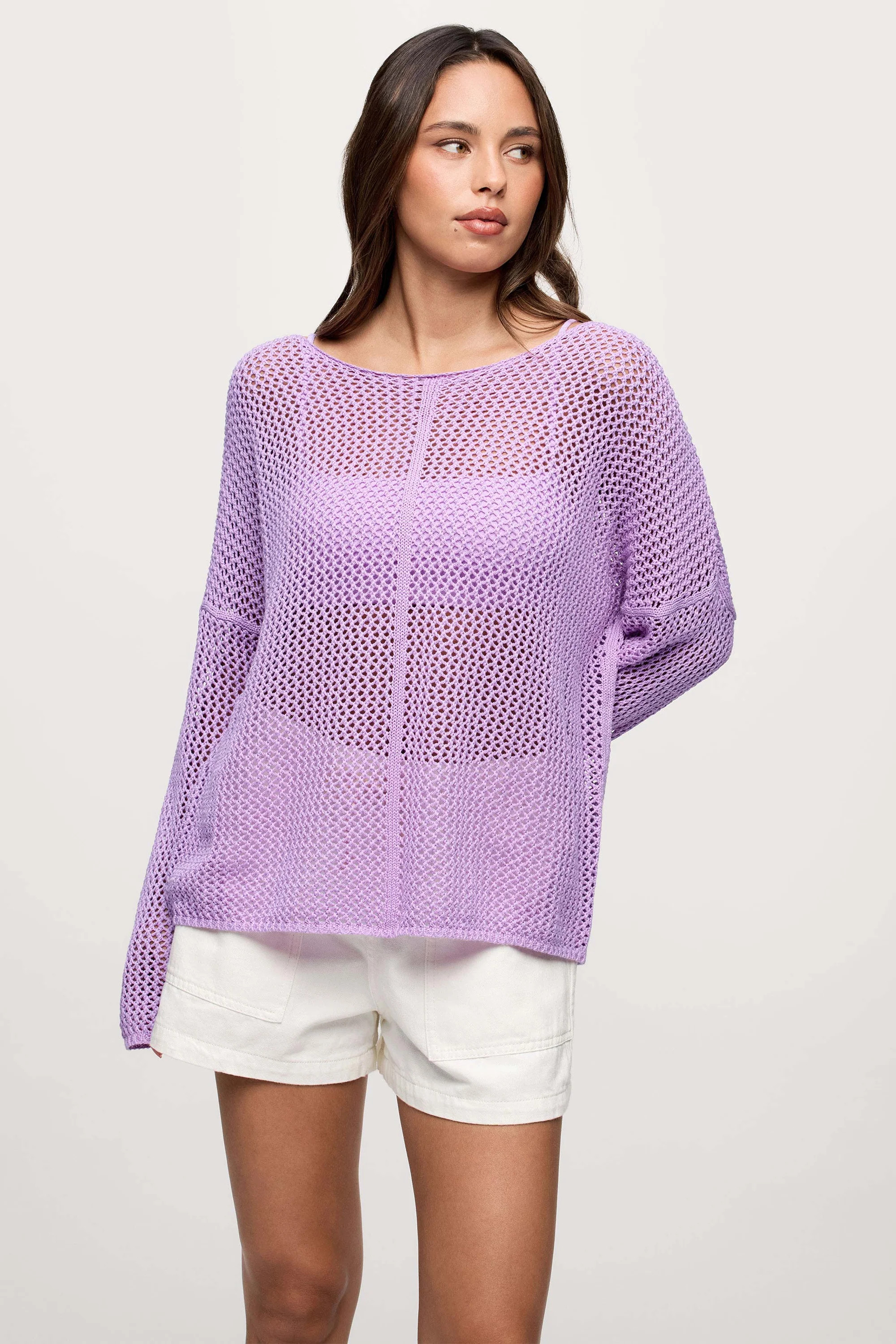 Open Knit Sweater | Orchid | nuuds