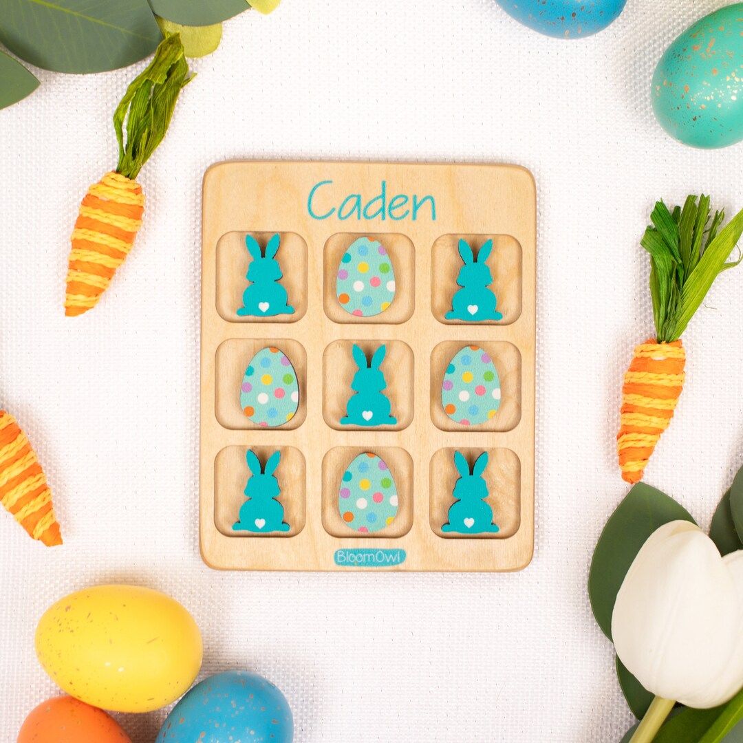 Easter Tic Tac Toe, Basket Fillers, Easter Gift for Kids, Basket Stuffers, Wooden Kids Game, Pers... | Etsy (US)