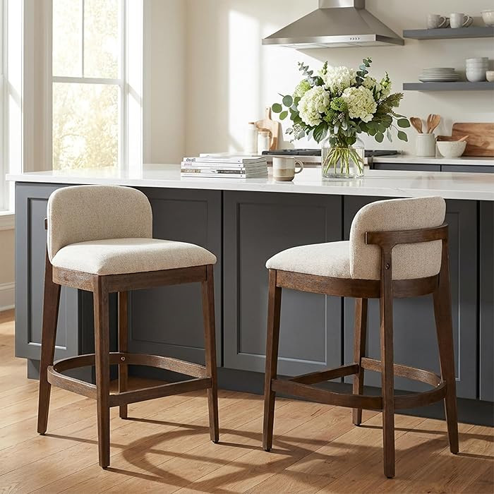 Christopher Knight Home Calista Indoor Wooden Counter Stool Set of 2, Upholstered Seat with Foam ... | Amazon (US)