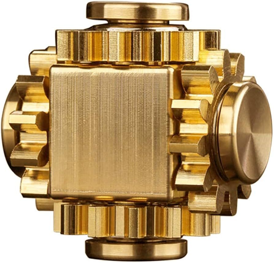 PAPUKA Pure Brass Cube Gears Linkage Anti-Anxiety Fidget Spinner Toy,Metal DIY EDC Meditation Bre... | Amazon (US)