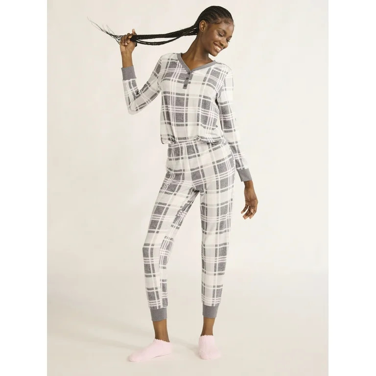 Joyspun Women's Velour Waffle Henley Sleep Top, Jogger Pants and Socks Pajama Set, 3-Piece, Sizes... | Walmart (US)