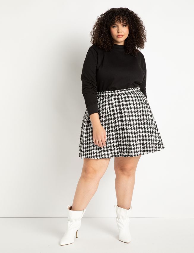 Pleated Tweed Mini Skirt | Women's Plus Size Skirts | ELOQUII | Eloquii