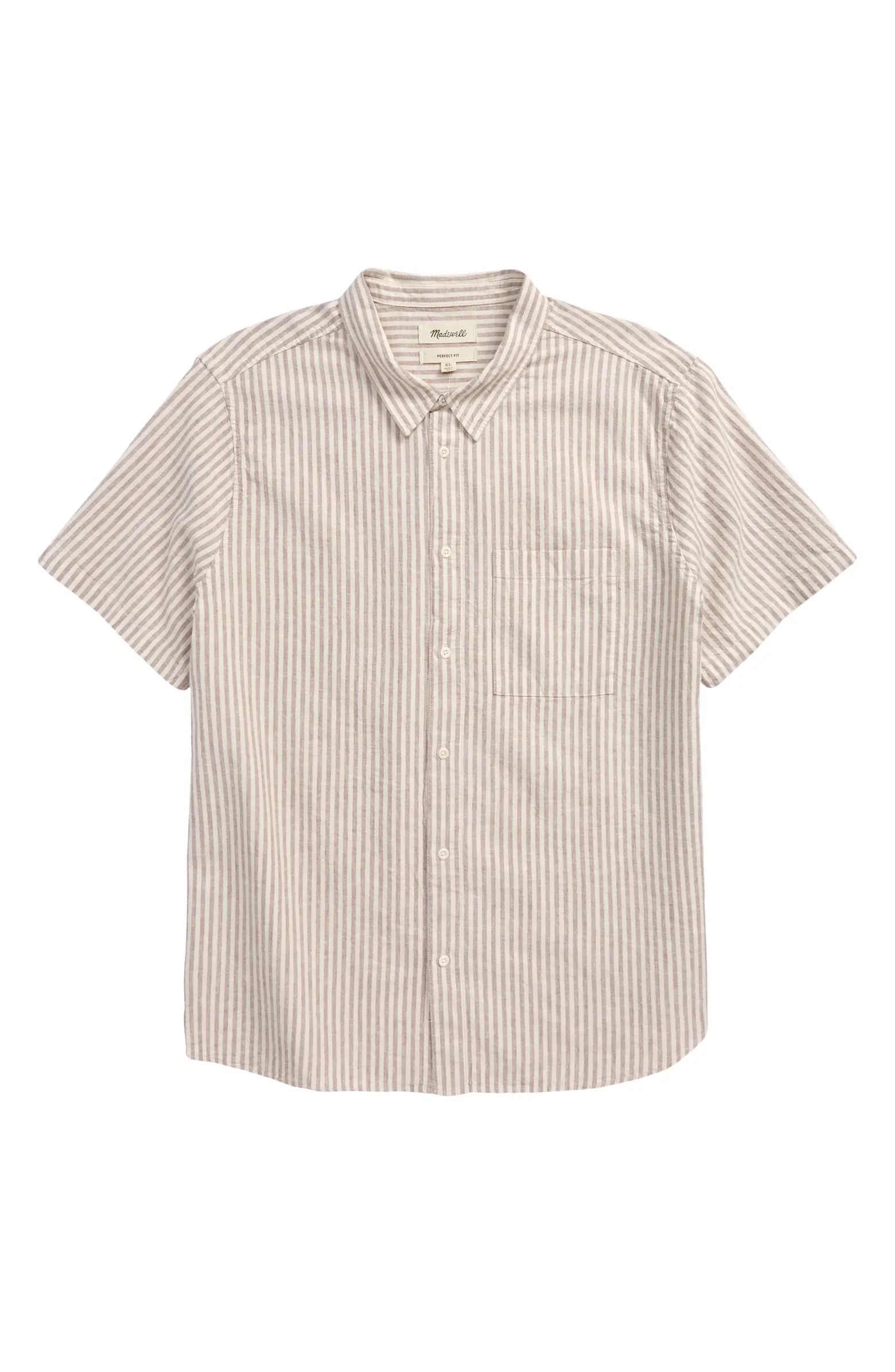 Madewell Perfect Short Sleeve Linen & Cotton Button-Up Shirt | Nordstrom | Nordstrom