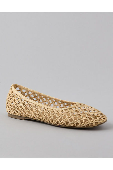 AE Raffia Ballet Flat Women's Natural 8 | American Eagle Outfitters (US & CA)