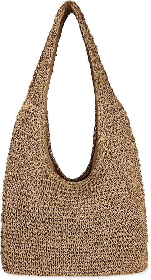 Women Large Straw Beach Bag Handmade Woven Shoulder Bags Hobo Tote Handbag Purse for Summer | Amazon (US)