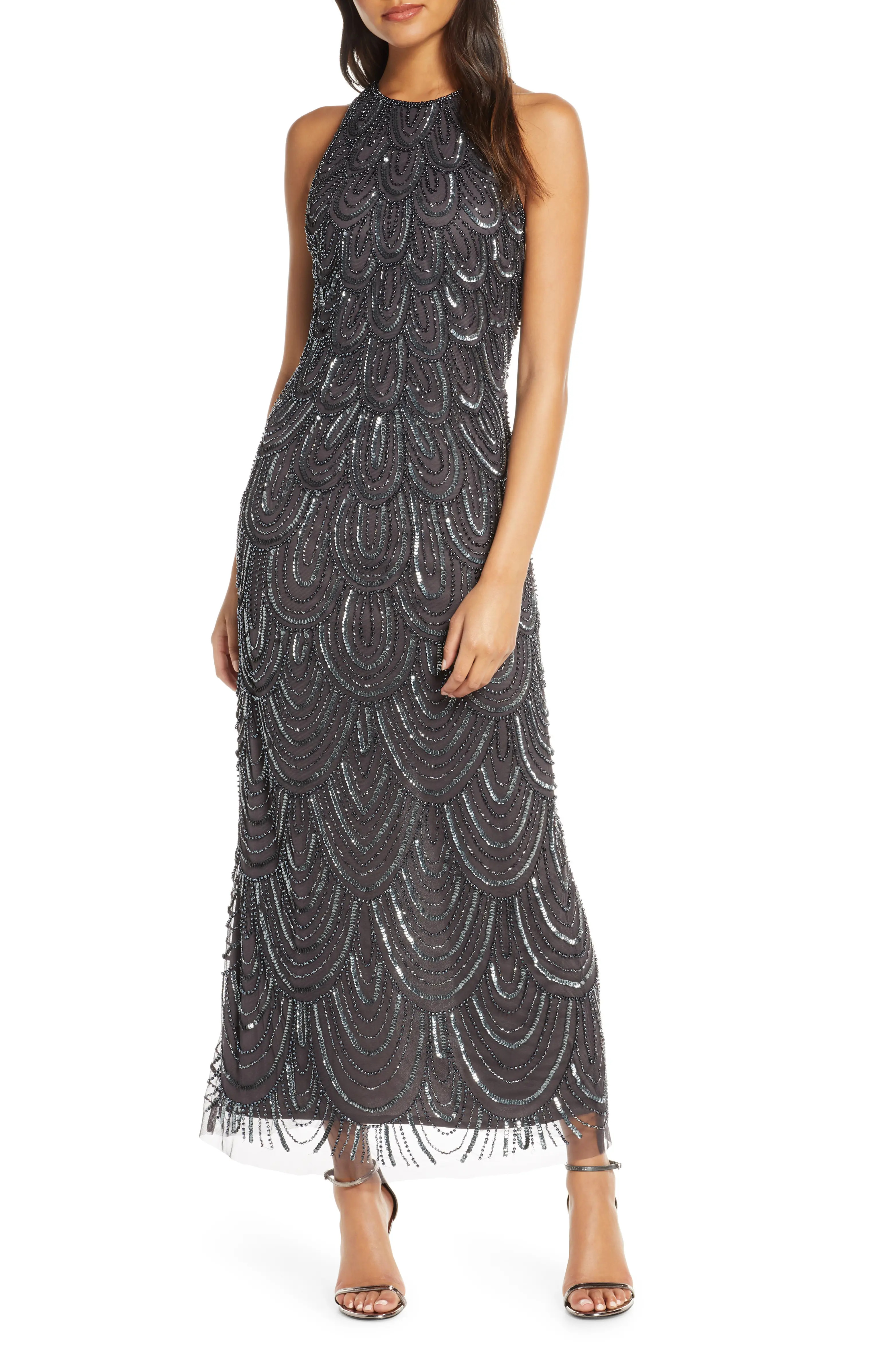 Beaded Halter Maxi Evening Dress | Nordstrom