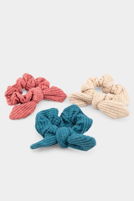 Ailani Ribbed Bow Scrunchies - Multi | Francesca’s Collections