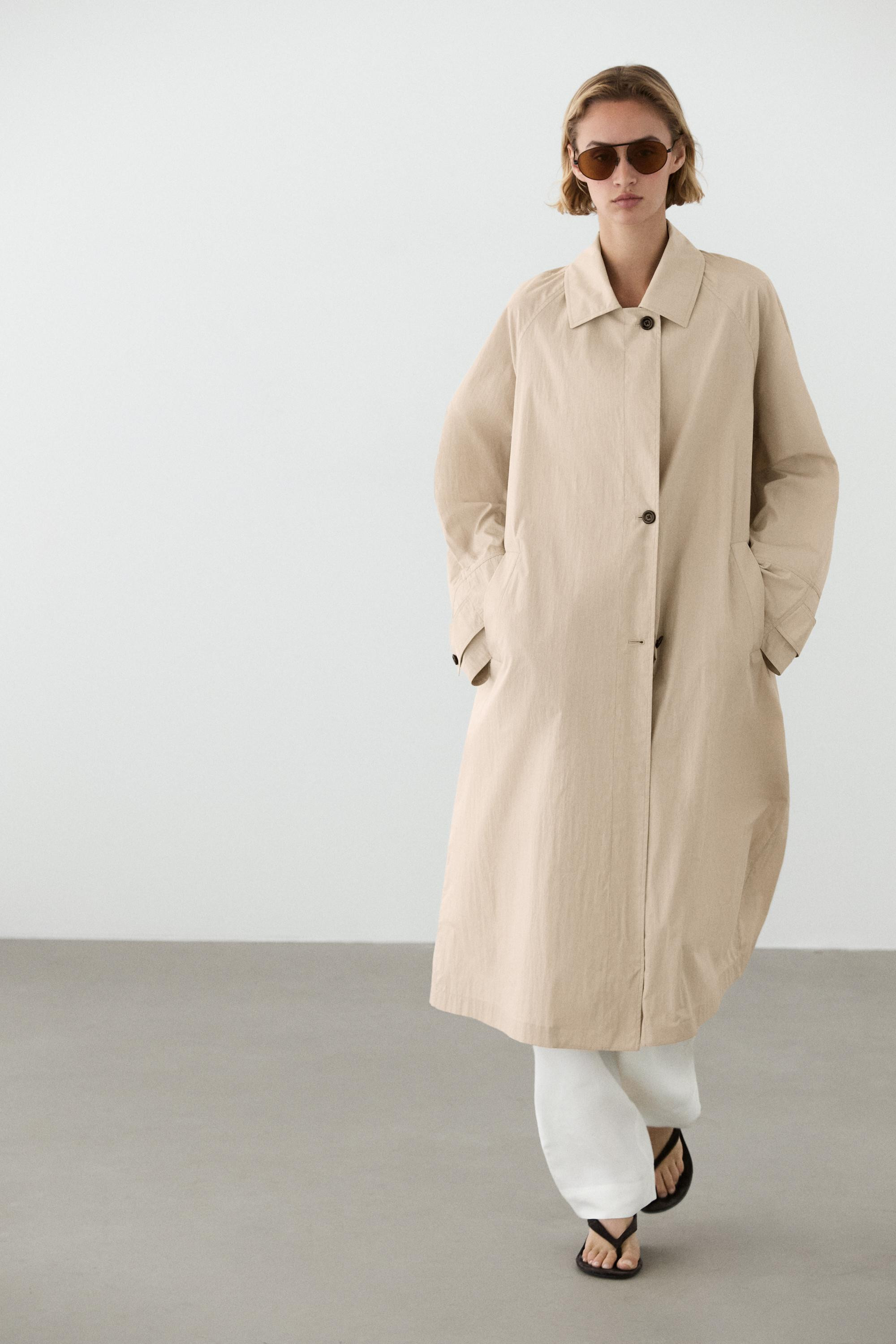 Long flowing trench coat | Massimo Dutti UK