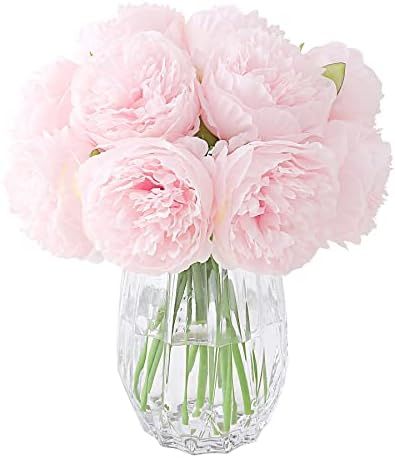 Decpro 2 Bunches Artificial Peonies, 10 Heads Silk Peony Fake Flower for Wedding Home Office Part... | Amazon (US)