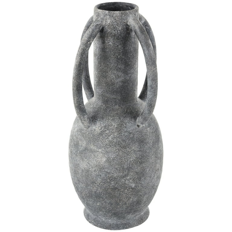 DecMode 15" Textured Whitewashed Gray Ceramic Vase with 4 Handles - Walmart.com | Walmart (US)
