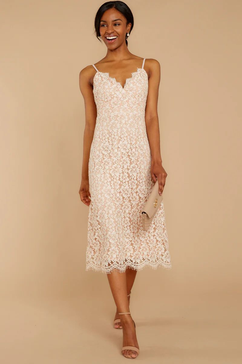 Smell As Sweet Cream Lace Midi Dress | Red Dress 