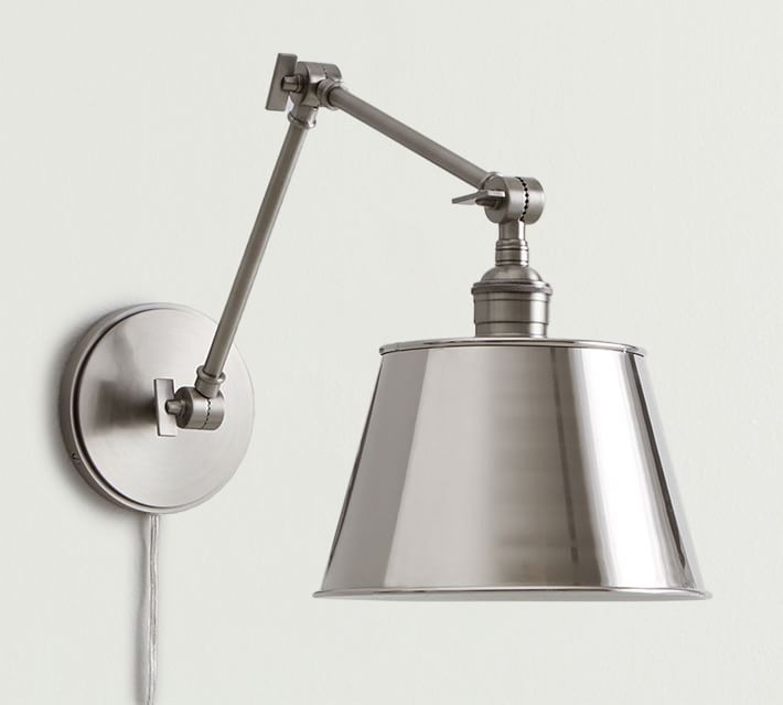 Articulating Arm Tapered Metal Shade Plug-In Sconce | Pottery Barn (US)