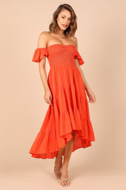 Feliz Off Shoulder Maxi Dress - Coral | Petal & Pup (US)