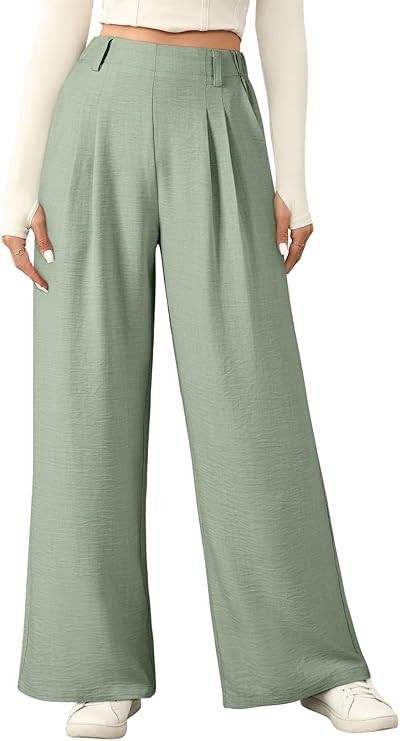 EVALESS Women's Wide Leg Pants High Waisted Business Work Casual Trousers 2026 Summer Comfy Palaz... | Amazon (US)