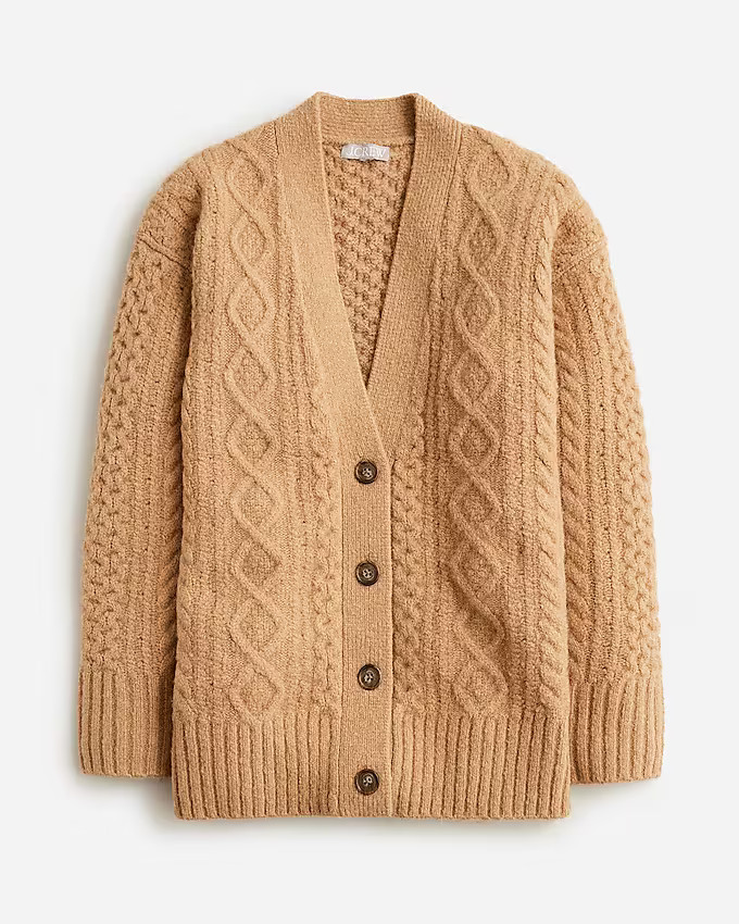 Cable-knit stretch cardigan sweater | J. Crew US