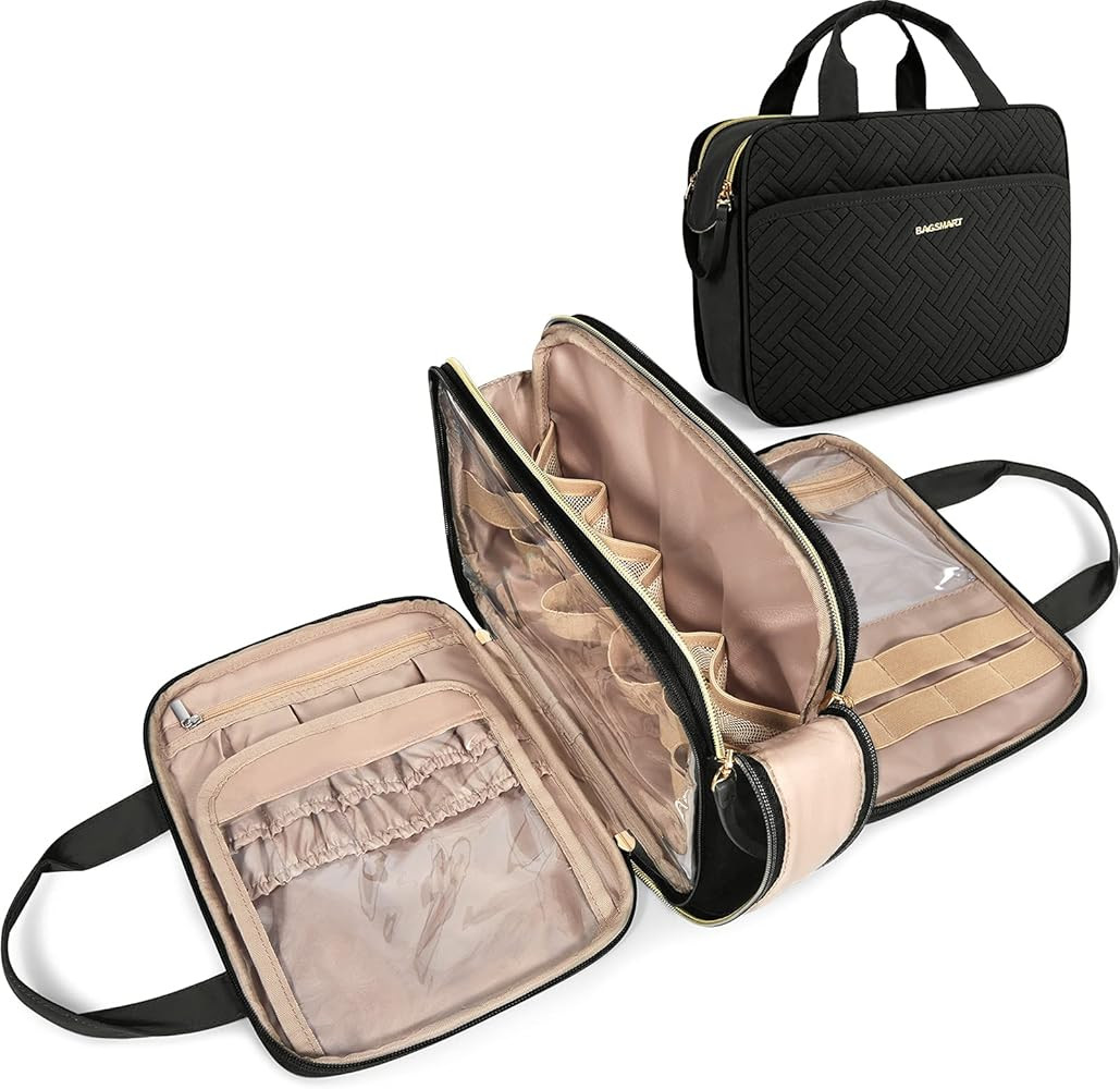 BAGSMART Toiletry Bag for Women, Large Toiletry Bag Water-resistant Makeup Cosmetic Organizer Bag... | Amazon (US)