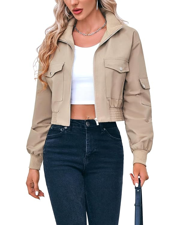 Fisoew Bomber Jackets Short Jacket | Amazon (US)