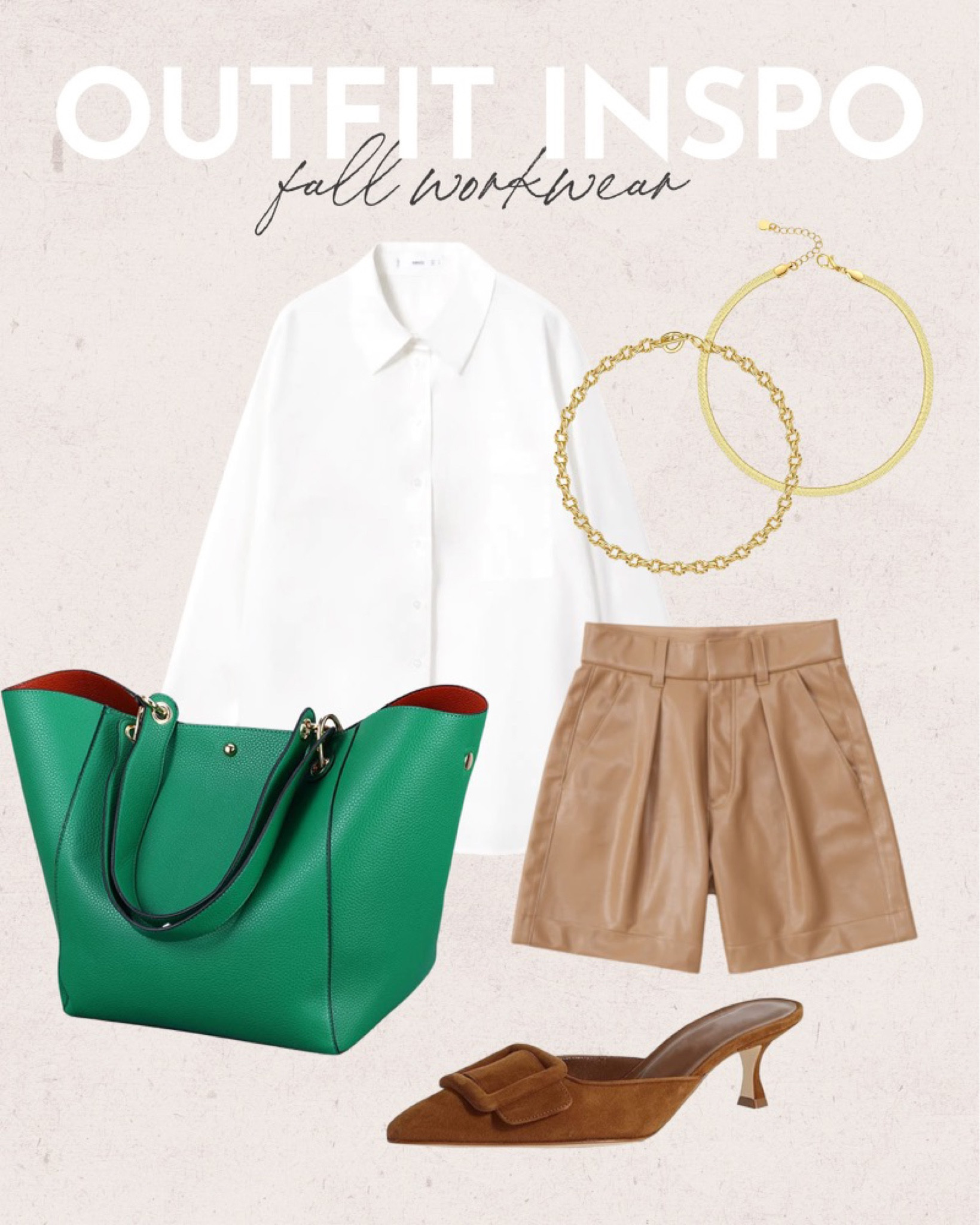 Outfit workwear inspo 
Amazon tote
Abercrombie pleather shorts on sale 
Amazon heels 
Amazon gold jewelry 

#LTKsalealert #LTKunder50 #LTKworkwear