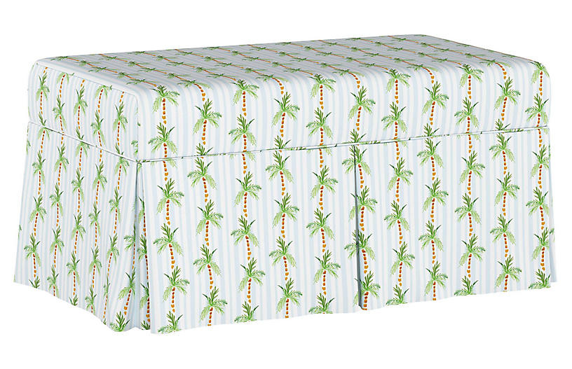 Palm Tree Stripe Storage Bench - Blue | One Kings Lane