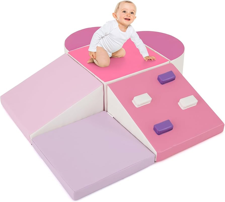 Olakids Climbing Toys for Toddlers, 6 Pieces Baby Foam Blocks Soft Play Set with PU Leather, Indo... | Amazon (US)