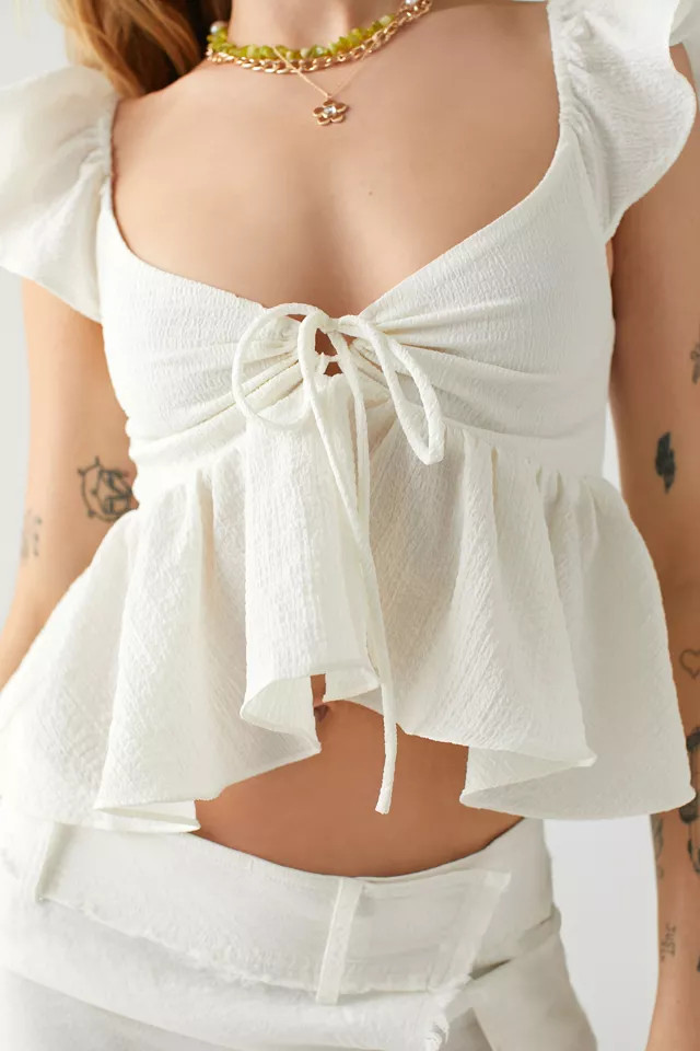 UO Sierra Keyhole Babydoll Blouse | Urban Outfitters (US and RoW)