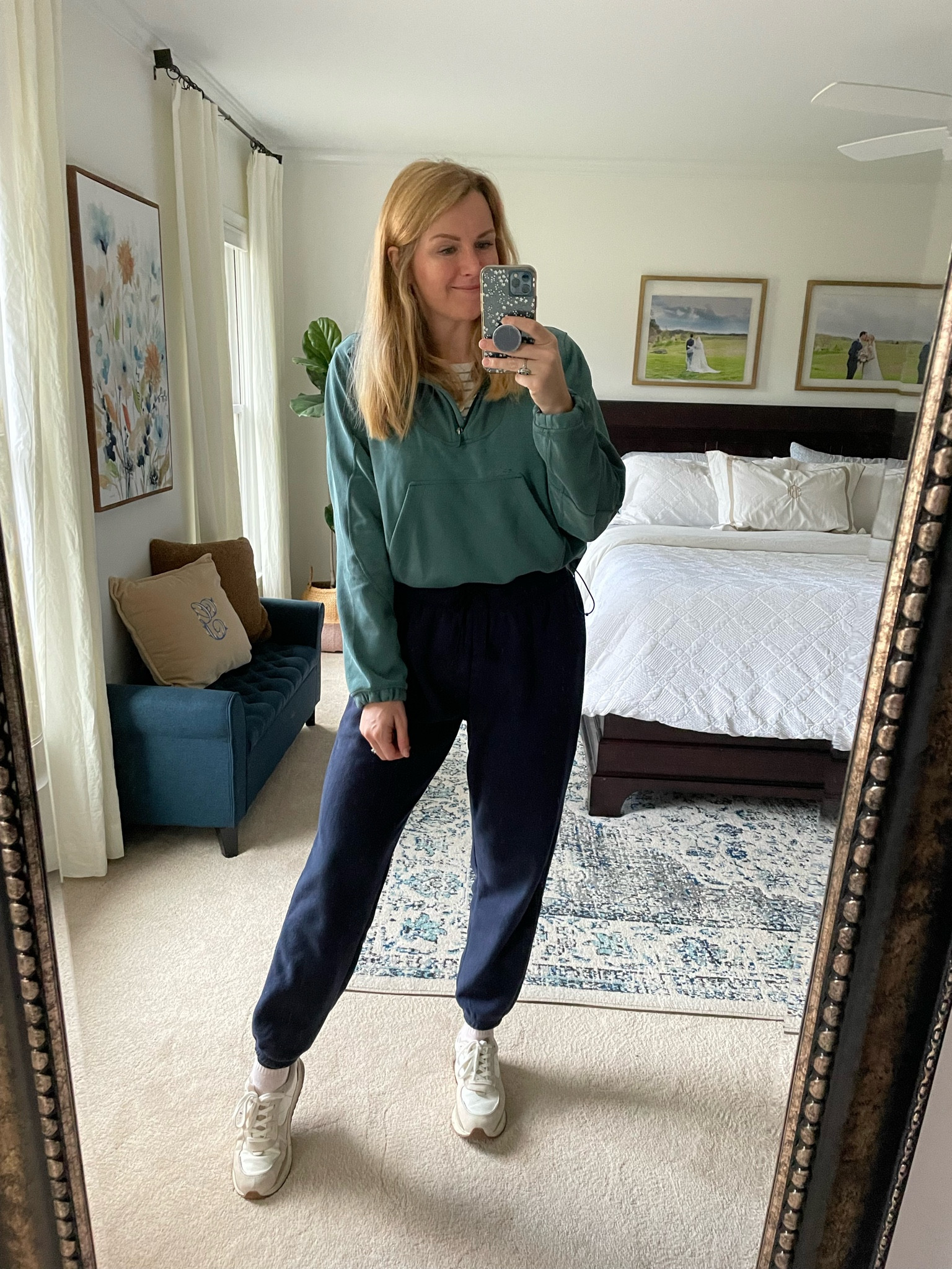 Comfy winter outfit

Half zip pullover with adjustable elastic at waist - can be fully let out & worn loose. Sized up one. 

Fleece joggers. Almost sold out but similar ones linked. Fit true to size.

Taupe and white sneakers - my favorite this winter. 

#LTKshoecrush #LTKfit #LTKSeasonal